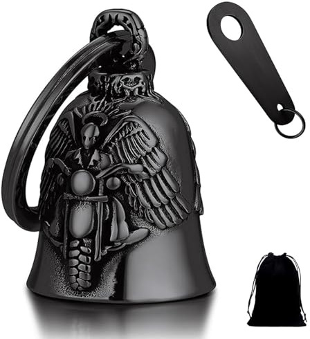 GREATRICH Guardian Bell Moto Portachiavi, Campanella Moto Portafortuna in Acciaio Inossidabile, Regali per Motociclisti con Design Dettagliato, Piccolo Ciondolo Portafortuna per Motociclette