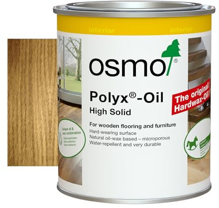 osmo Polyx®-Oil - Hard Wax Oil 3011, Clear Gloss, 750ml - Durable for Floors & Furniture, Water-Resistant, Wood Treatment & Wood Finish