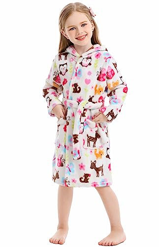 XINNE Unisex Vestaglia Ragazzi Ragazze con Cappuccio Accappatoio Morbido Flanella Pigiama Camicia da Notte Pigiameria Taglia 120 Multicolore
