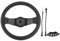 Universal 13 Zoll / 320 mm Lenkrad,MoreChioce 6 Bolt Tief Flat Lenkrad Schwarz Leder Rennlenkrad Racing Lenkrad Aluminiumrahmen Sport Lenkrad für die meisten Autos