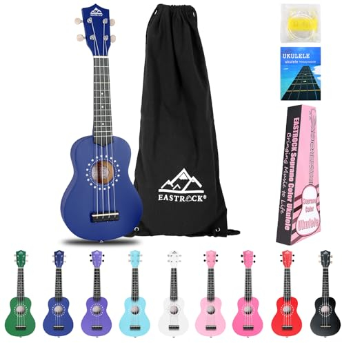 EastRock Ukulele Sopran 21 Zoll, Ukulele Kit für Anfänger mit Tasche, Saite, Bedienungsanleitung,Geeignet für Anfänger, Erwachsene, Profi-Künstler (Dunkelblau)