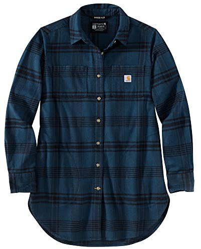 Carhartt Damen Rugged Flex® Tunika mit Lockerer Passform, Mittelschweres Flanell, Langärmelig Hemd mit Button-Down-Kragen (1er Pack)