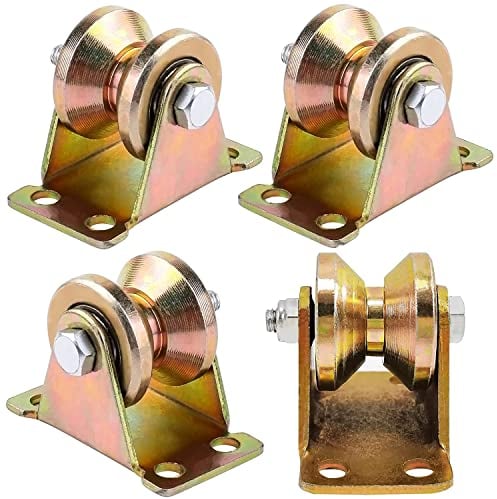 4 Stück Umlenkrollen für Seile, V-Nut-Rollenrad Stahl Lenkrollen Schwerlastrollen Tragkraft 210kg, Stahlseile Umlenkrolle Hebekran Seilrollen für Drahtseile Wäscheleine Flaschenzugsystem Invertierte