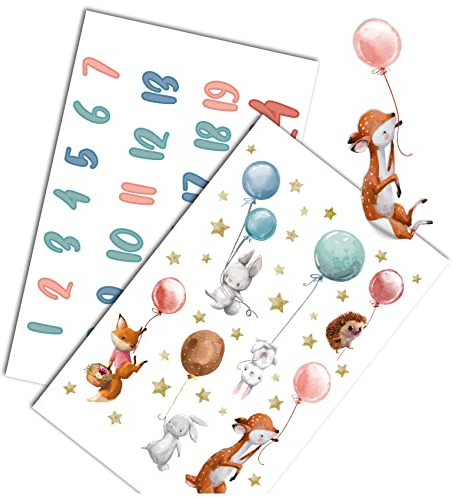 Yabaduu DIY Adventskalender Zahlen zum Aufkleben Nummern 1-24 Selbstklebende Sticker für Weihnachten Weihnachtskalender Selber Basteln Y048 (12 Hasen Bogen)