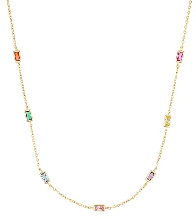 s.Oliver Halskette 925 Sterling Silber Damen Halsschmuck, mit Zirkonia synth., 42+3 cm, Gold, Kommt in Schmuck Geschenk Box, 2035501