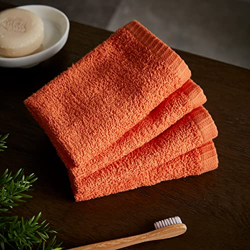 Catherine Lansfield Lot de 4 Gants de Toilette en Coton à séchage Rapide Orange
