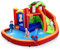GOPLUS 6-in-1 Aufblasbare Hüpfschloss, Kinderhüpfburg mit Trampolin Rutsche Kletterwand Wasserpistole Basketballkorb, Aufblasbare Hüpfburg mit Tragetasche, für Kinder 3-10 Jahren (Rot, ohne Gebläse)