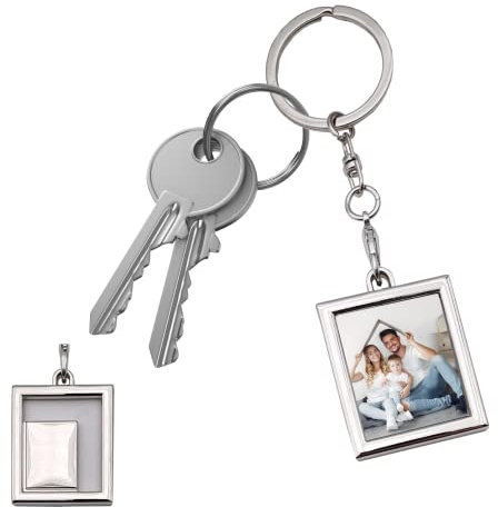 Porte-clés avec cadre photo miniature en métal, photo détachable, cadeau personnalisable pour anniversaires, mariages, fêtes de bricolage, artisanat commémoratif, chrome, S