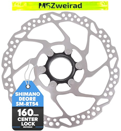 Shimano Fahrrad Bremsscheibe Deore SM-RT54 160mm |180mm, Center-Lock, silber Edelstahl MTB (160mm) + MSZweirad Zahnkranzabzieher & Kassetten Verschlussring