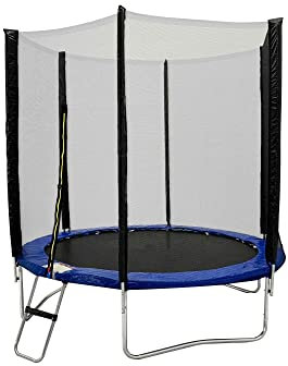 Acrobat 8FT or 244cm Round Outdoor Trampoline with Blue Padding, Safety Enclosure and Ladder