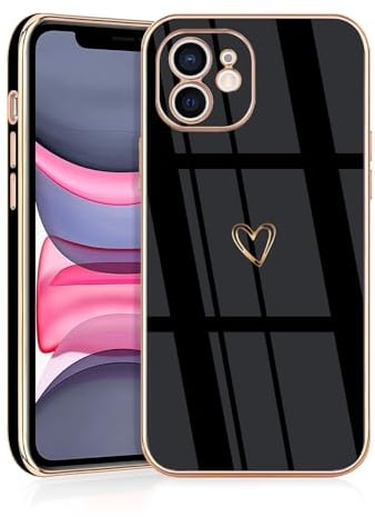 JRIANY for iPhone 11 Case, Protective Flexible Silicone Case with Cute Design Love Heart Pattern Shockproof Bumper Cover Compatible with Apple iPhone 11 - Black
