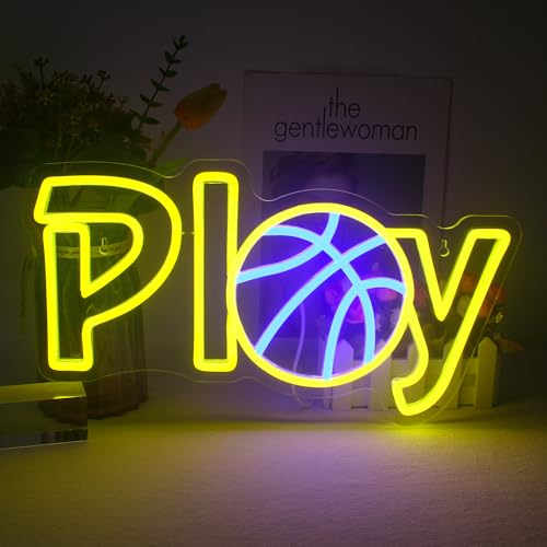 LUCUNSTAR Basketball Neon Schild für Wand Dekor, Spielen Neon Licht, Basketball LED Schild mit USB-betrieben für Sportraum, Wohnzimmer, Basketball Platz