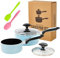 HooJay Nonstick Saucepan Set with Lid, Non Stick 1Qt & 2Qt Sauce Pan Set with Glass Lid Small Pot for Home Kitchen