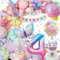 4 Jahre Geburtstagsdeko Mädchen, Deko Luftballons Kindergeburtstag, Einhorn Kindergeburtstag Deko, 4 Jahre Happy Birthday Deko, Einhorn Schmetterling Folienballon Geburtstag Deko für 4 Jahre Mädchen