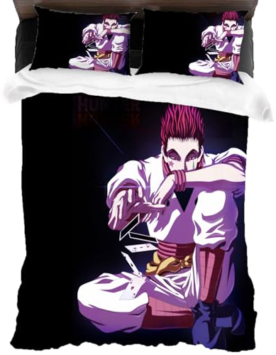 XYOK Hisoka Anime Bettwäsche + 2 Kissenbezug Kinder Bettbezug für Hunter Muster Teenager-Bettwäsche Set (Hisoka5, Single 135x200)