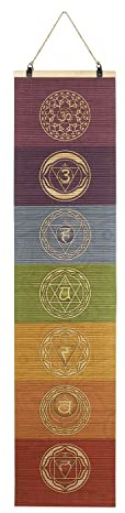 CoolChange Hochwertiges Rollbild mit buddhistischen Chakren aus Bambus | Yoga Kakemono | Meditations Poster | 130x30cm | Inkl. Haken