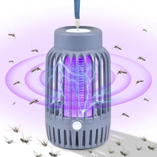 Forhome Mückenlampe Mit Akku, 1200mAh USB Wiederaufladbarer Mückenvernichtungslampe Nachtlicht 2 in 1, für Innen Outdoor Schlafzimmer Haus Patio Hinterhof