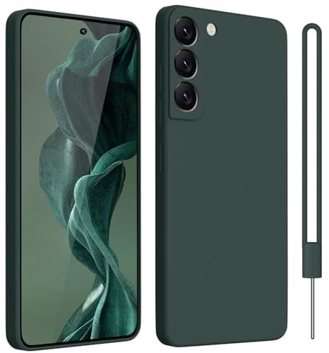 HGH Handyhülle für Samsung Galaxy S22,Soft Silikon TPU Case Ultra Dünn Microfiber Kameraschutz Rundumschutz Anti-Kratzer Schutzhülle für Samsung Galaxy S22 5G hülle,Stoßfestem - Dunkel Grün