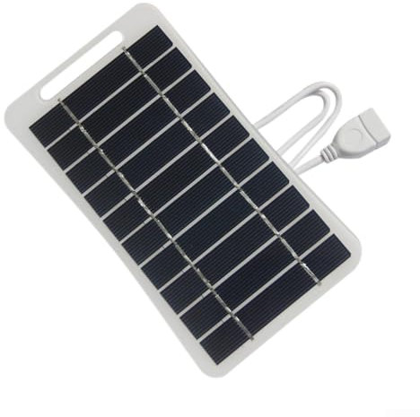 Feegow Panneau solaire 5 W 5 V – Chargeur de panneau solaire portable en polysilicium avec sortie USB et câble de 50 cm, chargeur photovoltaïque pour éclairage