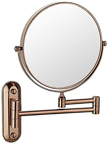 HADECOLL Miroir de courtoisie Miroir de Salle de Bain Miroir Mural, grossissement 3/5X + Miroir de Rasage de Salle de Bain Normal Miroir de Maquillage grossissant Double,Rose Gold-1X/3X