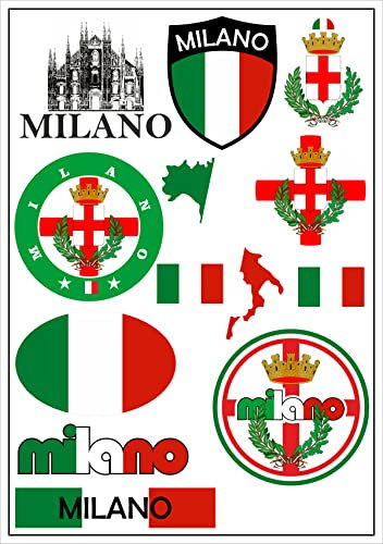Daged Italien Mailand Aufkleber Karte 11 Stück - PKW Auto Motorrad Biker Flagge Fahne Vinyl ST
