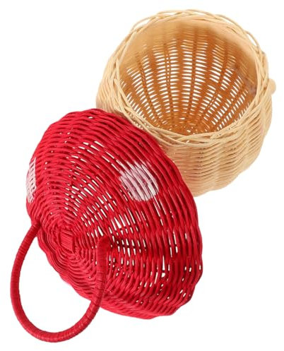 Amosfun Pilz-handtasche Dekorations-handtasche Für Jungen Und Mädchen Geflochtene Pilz-tasche Gewebter Aufbewahrungskorb Rattan-handtasche Für Fotografie Zufällige Farbe