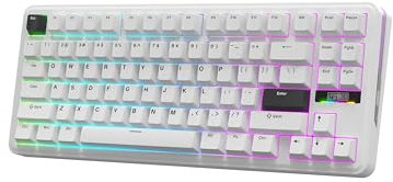 EPOMAKER TH85 QMK/VIA Custom Mechanische Gaming-Tastatur Kabellos, Hot Swap Creamy Gaming-Tastatur,USB/2.4Ghz/Bluetooth, Gasket-Mount, für PC/Mac/Office/Gaming (Weiß, Milk Blue Schalter)