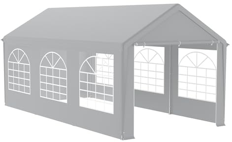 FIVMEN Pavillon Partyzelt 3x6 m mit 4 Abnehmbaren Seitenwänden Wasserdicht Stabil Winterfest Sonnenschutz Gartenpavillon Gartenzelt Party Zelt, Grau