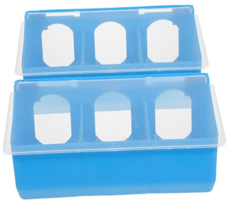 Artibetter 2pcs Blue Plastic Pigeon Feed Box Cover and Three for Cage Bird Feeding Cup and Water Feeder