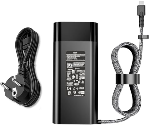 Alimentation 140W USB-C pour Ordinateur Portable Compatible avec HP Spectre x360 2-en-1 16-aa0097nr Omen Transcend 14 14-fb0013dx 14-fb0097nr TPN-LA29 N22282-001 TPN-DA29 PA-1141-08HT Adaptateur