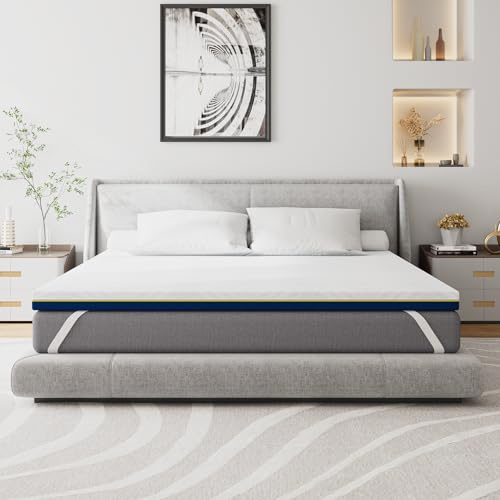 CEYIRO Surmatelas Mémoire de Forme Gel 160x200 cm, 7.5 cm Épaisseur, Haute Densité, Housse Hypoallergénique (Surmatelas 160x200x7.5cm)