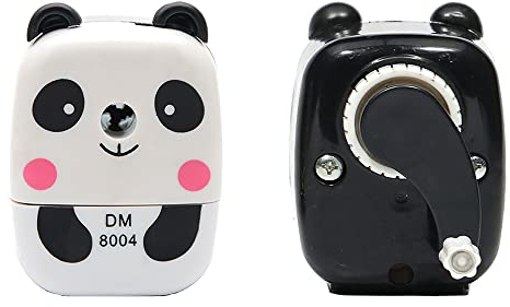 Bleistiftspitzer, niedlich, Metall, Schreibtischspitzer, Spitzer mit Griff, Cartoon-Tier-Bleistiftspitzer, für Kinder, Studenten, Büro, Schule (Panda, 1 Pack)