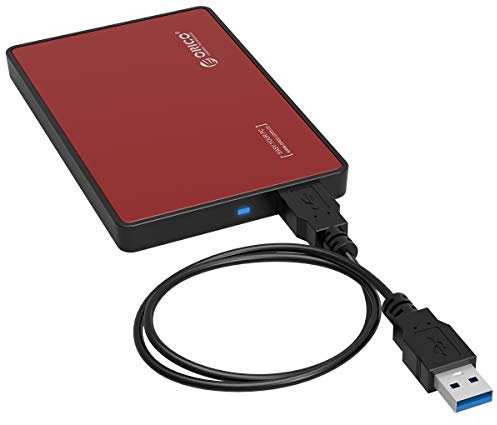 ORICO Externes Festplattengehäuse, 6,3 cm (2,5 Zoll), USB 3.0 auf SATA III SSD HDD Caddy Reader mit UASP, unterstützt Auto Sleep auf Laptop, PC, PS4, Xbox und Mac (rote Hülle)