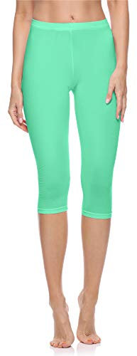 Merry Style Damen Leggings 3/4 aus Baumwolle mit Stretch – Leichte Capri Leggings Damen aus atmungsaktiver, elastischer Baumwolle, ideal für Yoga Sport Freizeit Reisen MS10-199 (Minze,XS)