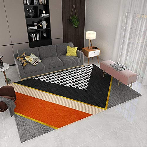 AU-OZNER tappeti Camera,Tappeto Arancione, Motivo Patchwork Geometrico, Tappeto Decorativo per la casa del Pavimento Facile da aspirare e Caldo,tappeti Moderni -Arancia_40x60 cm