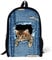Binienty Schulrucksack für Kinder, Jungen, Mädchen, Teenager, leicht, für Bücher, Laptop, lässiger Tagesrucksack, Denim Cat, Einheitsgröße