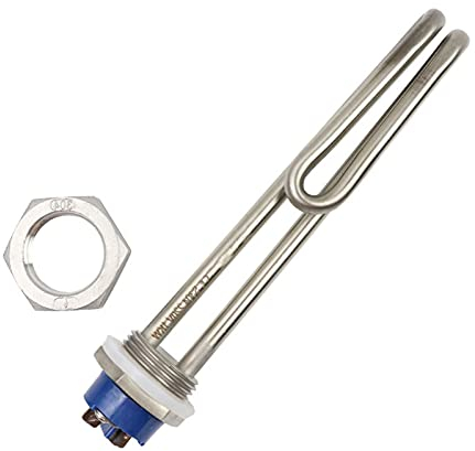 JINGERL SUS304 DN25 1BSP 32mm Thread 220v/380v 1KW/2KW/3KW/4KW Tube Heater Immersion Water Heating Element (Color : with Locknut, Size : 4KW 300mm)