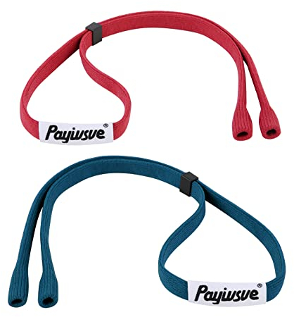 Payivsve Cinturini per Occhiali da Sole, Cordino Regolabile per Occhiali, Cinturino per Occhiali Sportivi e da Sole, Ideale per Uomo, Donna, Bambino(rosso+blu)