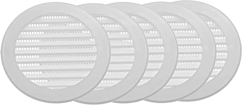 Vent Systems 12,5 cm/125 mm 5 Stück weiße Soffiten-Abdeckung – runde Lüftungsschlitze – Grillabdeckung – eingebauter Insektenschutz – HVAC-Lüftungsöffnungen für Badezimmer, Heimbüro, Küche