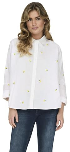 ONLY Chemise Femme col boutonné Coupe Droite Poignets boutonnés boutonnière Confortable élégant, Couleurs:Blanc-3, Taille:M