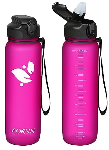 AORIN Trinkflasche mit Strohhalm, 750ml Trinkflasche Kinder BPA Frei, Tritan Auslaufsicher Wasserflasche, Geeignet für Sport, Fitness, Laufen, Yoga, Fahrrad, Outdoor