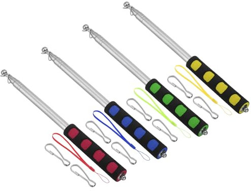 PATIKIL Mástiles Telescópicos Portátiles de 2M/6.5 Pies, Juego de 4 Palos Retráctiles con Mango de Esponja para Guías Turísticos, Banderas Rojas, Azules, Verdes y Amarillas