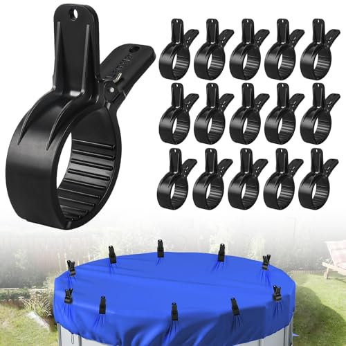18PCS Pool Cover Clips, 4.1 Inch Not Piercing Scratch Clamps, Antislip Plastic for Above Ground Pools (Large)