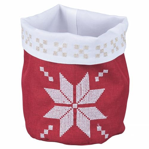 Villa d'Este Home Tivoli XMas - Cesta de pan roja con diseño de estrella de Navidad