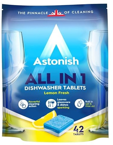 ASA® All in 1 Powerful Cleaning Dishwasher 42 Tablets -Fresh Lemon Zesty Scent - With Salt & Rinse Aid - Lemon Fresh