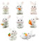 HAZMA 9 Stücke Miniatur Kaninchen Figur Hasen Dekofigur Tierfigur Miniatur Garten Deko Kuchen Topper für Fee Garten Mikro Landschaft Deko Moos Bonsai Sukkulenten