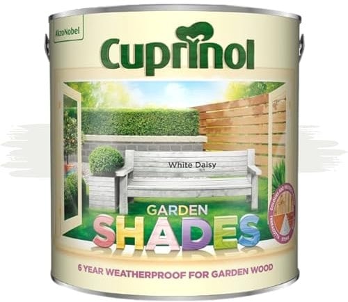 AOC24 Garden Fence Shade Paint - Exterior Wood Paint for Sheds, Fences - Water-Based, Quick Drying 1 Hour - Use on Wood, Terracotta, Stone, Brick - Outdoor Garden (White Daisy, 2.5 Liters)