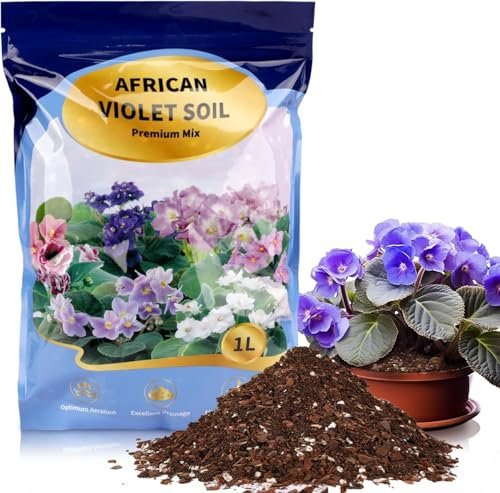 JXJXJX African Violet Soil Mix 10L – Pre-Mixed Acidic, Peat-Free Formula for Vibrant Blooms & Optimal Nutrient Absorption (1L)