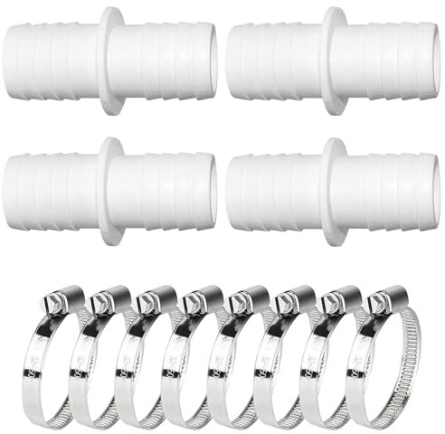 Idota Lot de 4 adaptateurs de piscine 32 à 32 mm, raccord de tuyau de 32 à 32 mm, adaptateur de tuyau de piscine avec 8 colliers de serrage en acier inoxydable (4 pièces 32-32 mm)