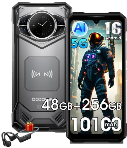 S200E 5G Smartphone Outdoor Handy Ohne Vertrag, 48GB+256GB, 100MP AI | 10100mAh, 6.72 FHD+ 1.32' Screen 100MP + 20MP Nachtsicht kamera NFC/OTG/GPS/Gemini AI IP68/IP69K Simlockfreie Handys Camping